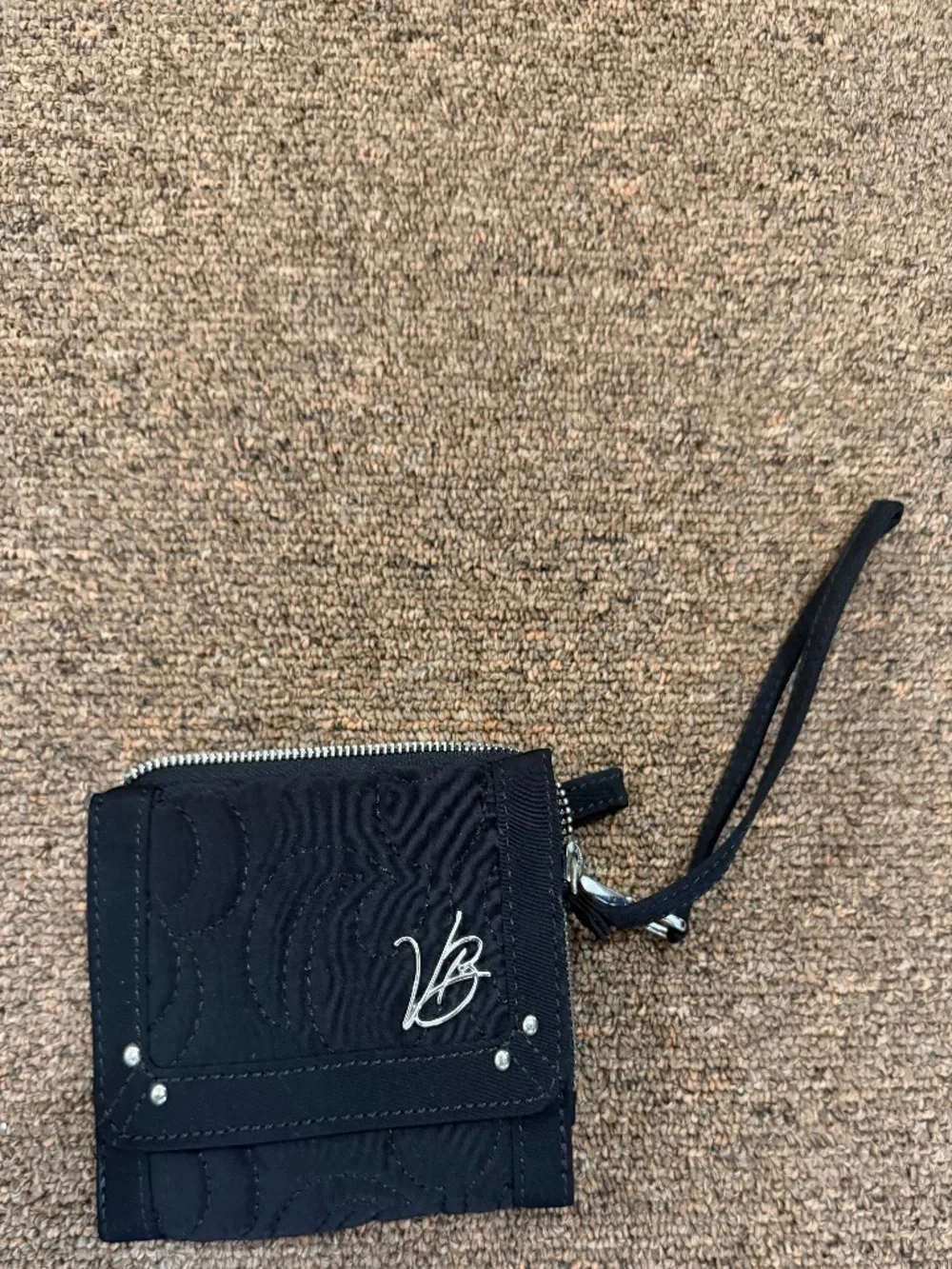 Vera Bradley Black Quilted Iconic RFID Slim Wristlet Wallet Floral